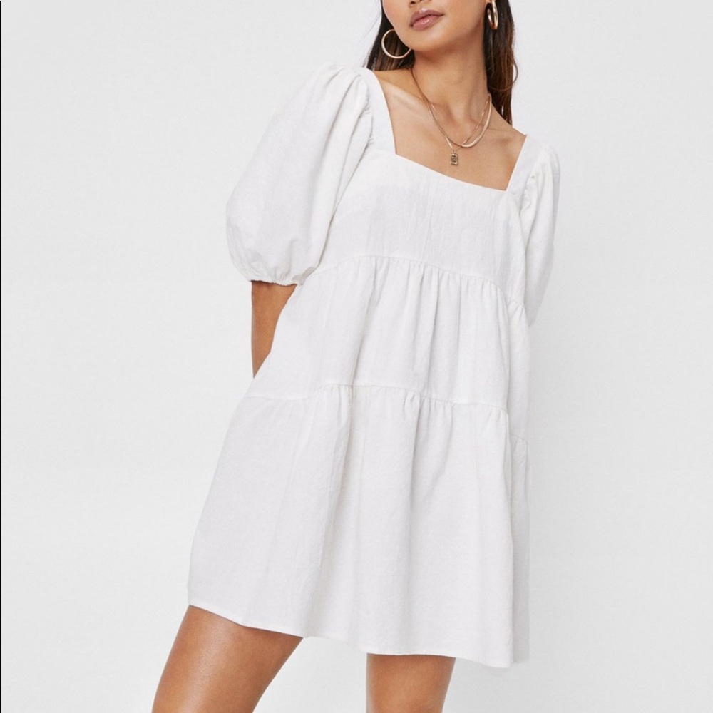 NASTY GAL PETITE PUFF SLEEVE SMOCK DRESS